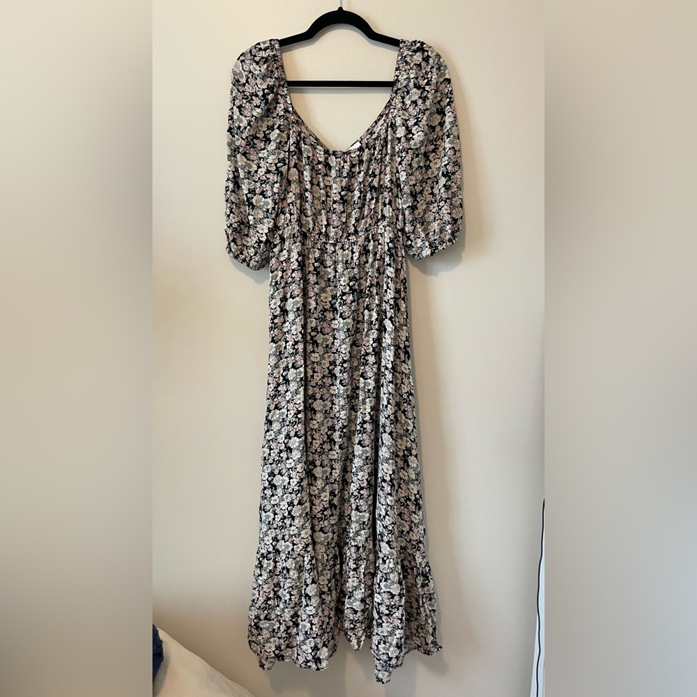 Floral Black and White Women's Dress